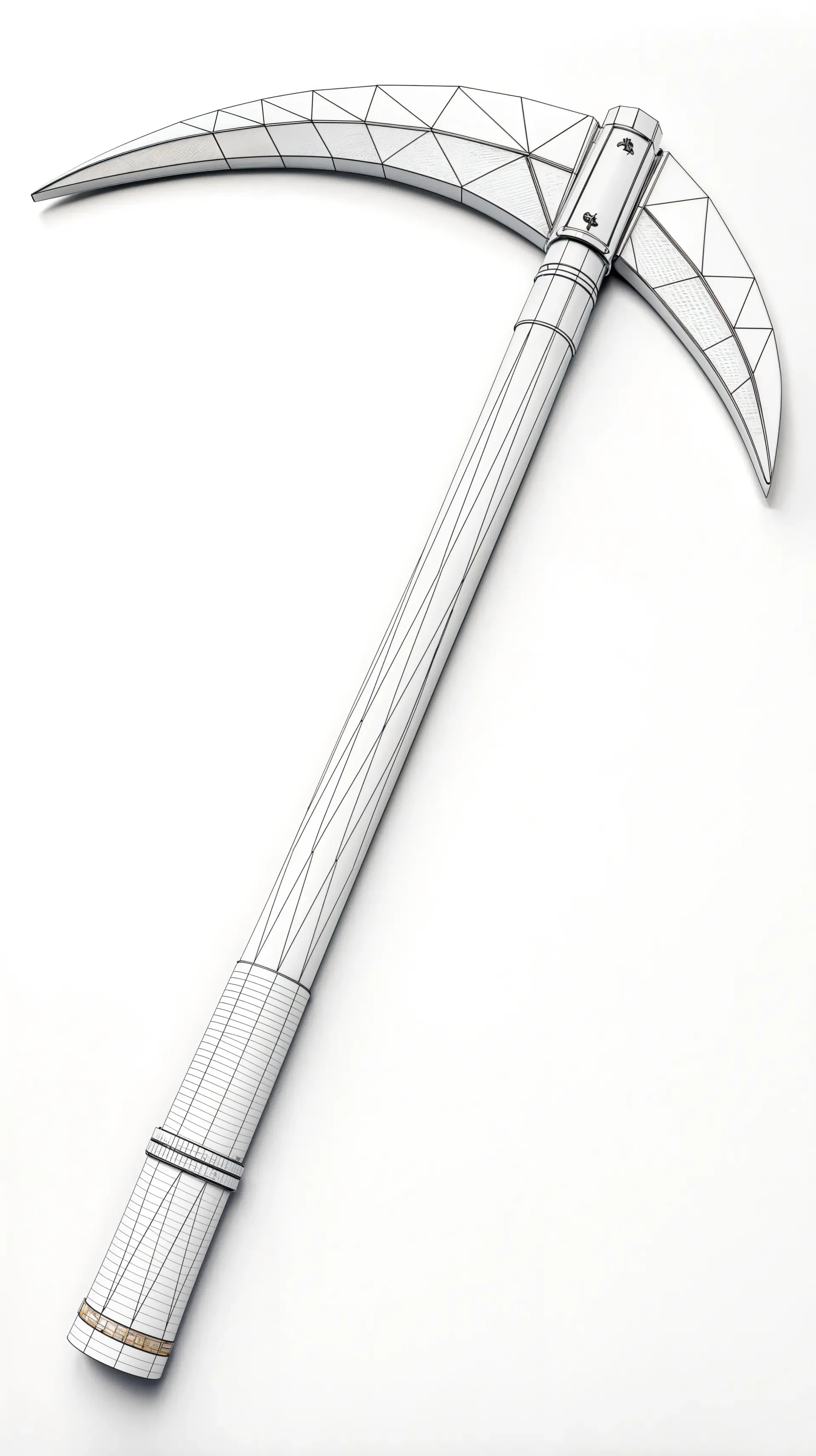 A minimalist design featuring a geometric scythe, presented in a sleek, wireframe style, making it an intriguing phone wallpaper choice.