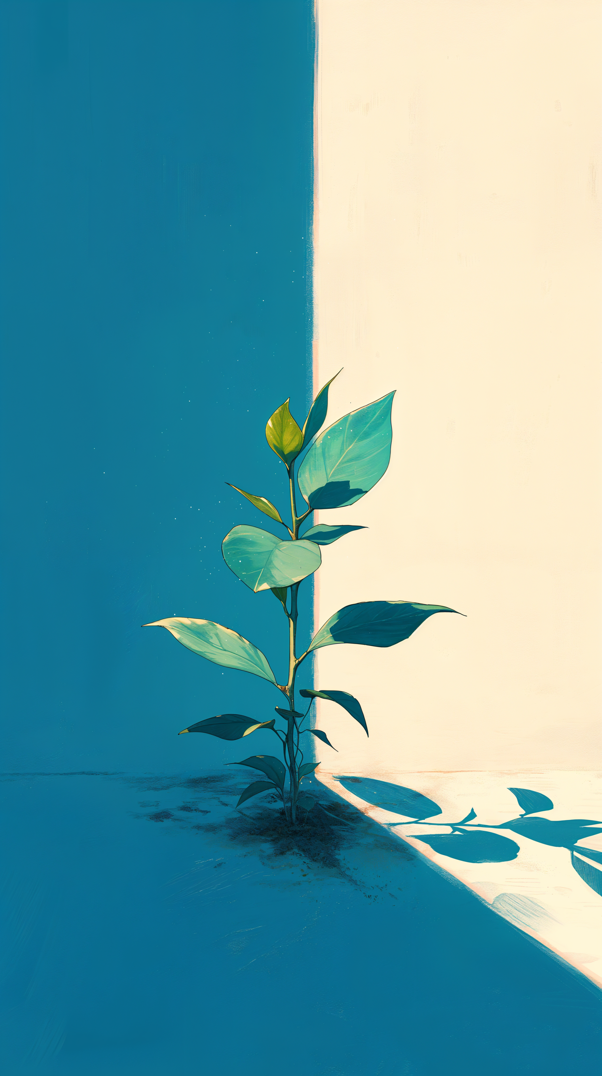 A vibrant sprout with lush green leaves stands against a contrasting background, embodying the beauty of nature. This eye-catching image serves as a refreshing phone wallpaper.