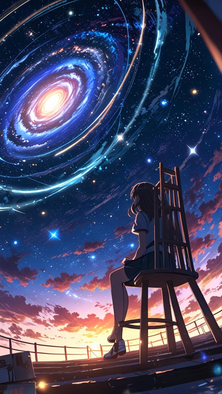 Anime girl with blue galaxy by neuro21