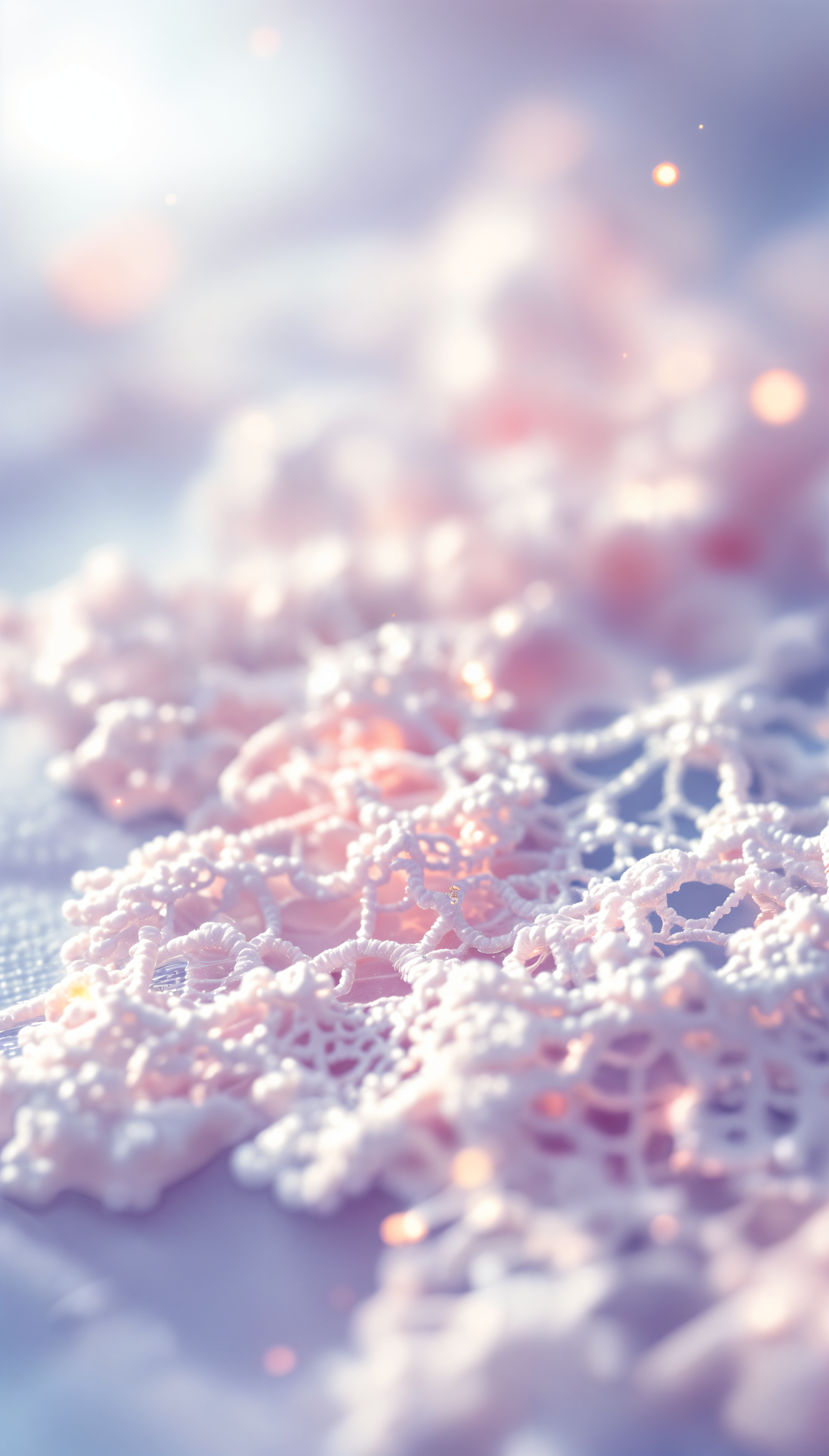 Delicate lace adorns a softly blurred background, creating an elegant and dreamy phone wallpaper that adds a touch of sophistication and charm.
