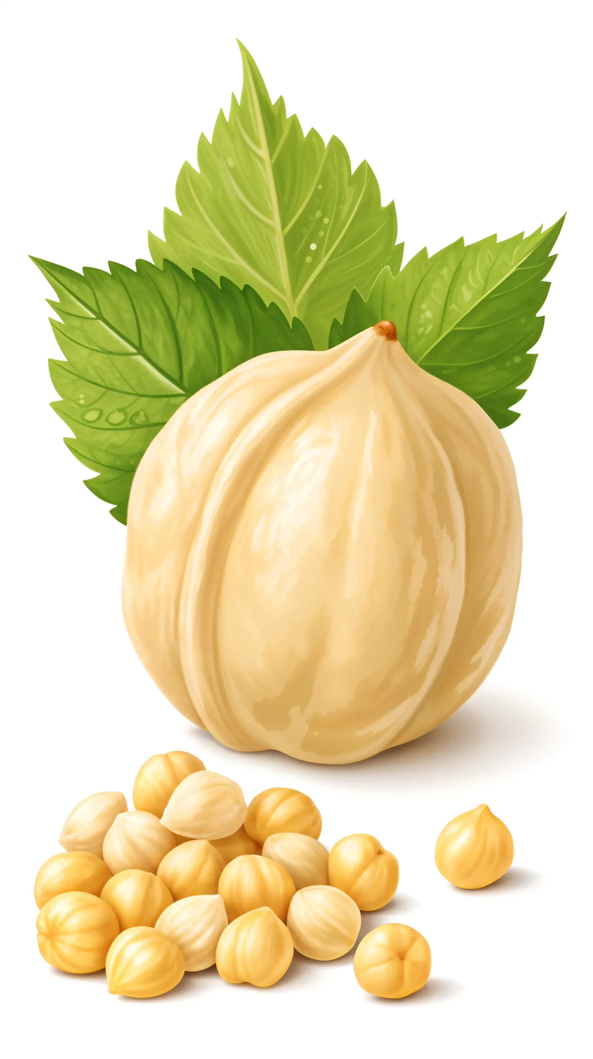 A stylized chickpea with fresh green leaves in the background, surrounded by smaller chickpeas, forming a vibrant phone wallpaper design.