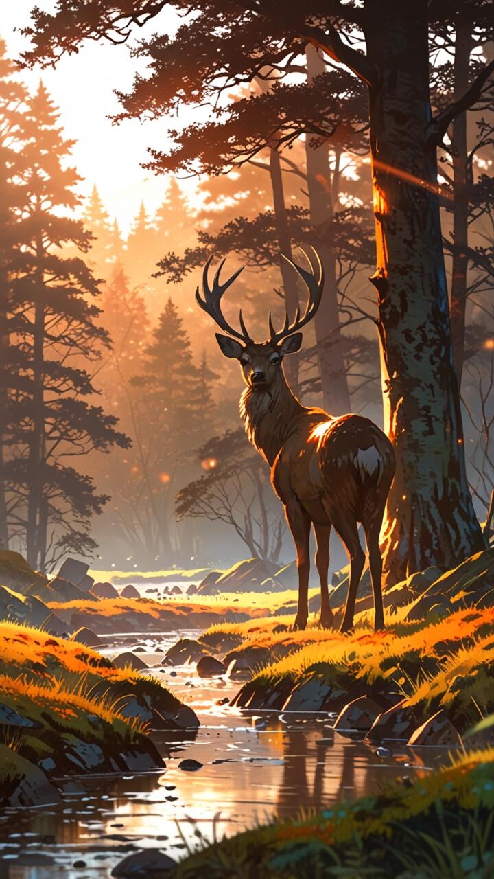 A deer in forest with Bloomy light by neuro21