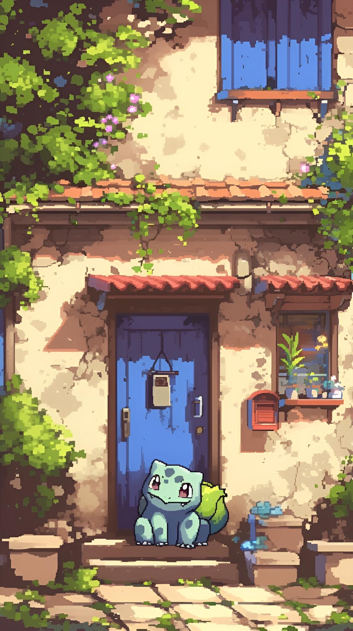 Bulbasaur 32-Bit Pixel Art – Retro Pokémon Aesthetic Wallpaper by TheCrazys