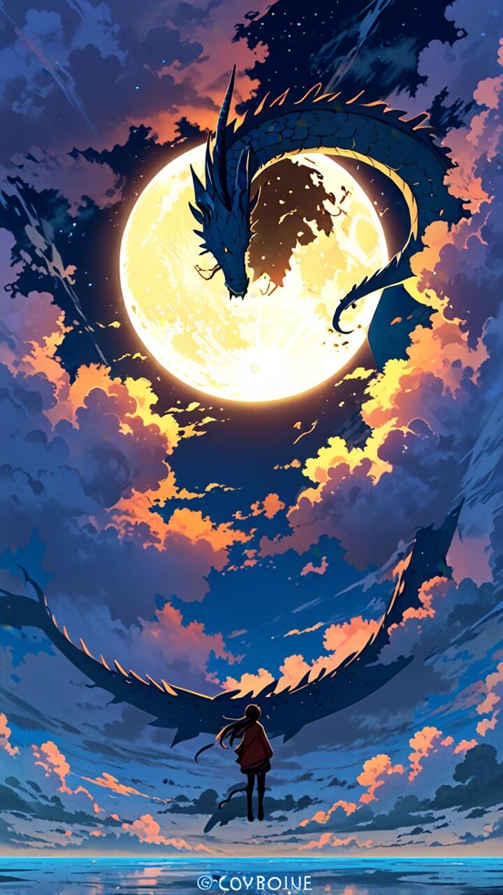 Heavenly Gaint Dragon with Unknown Girl by neuro21