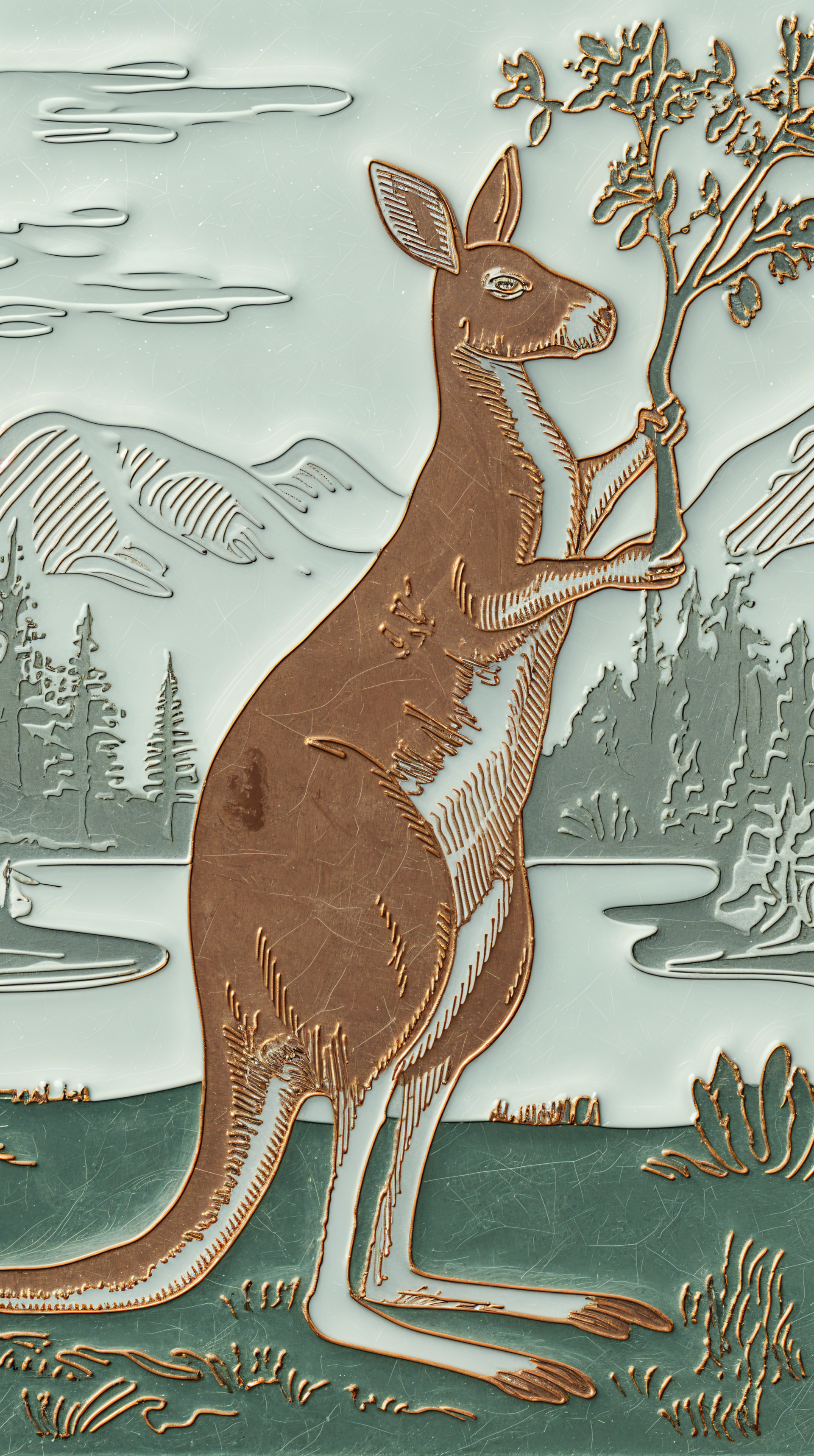 Download Kangaroo Artistic Nature Wildlife Landscape Phone Wallpaper by QuantumCurator