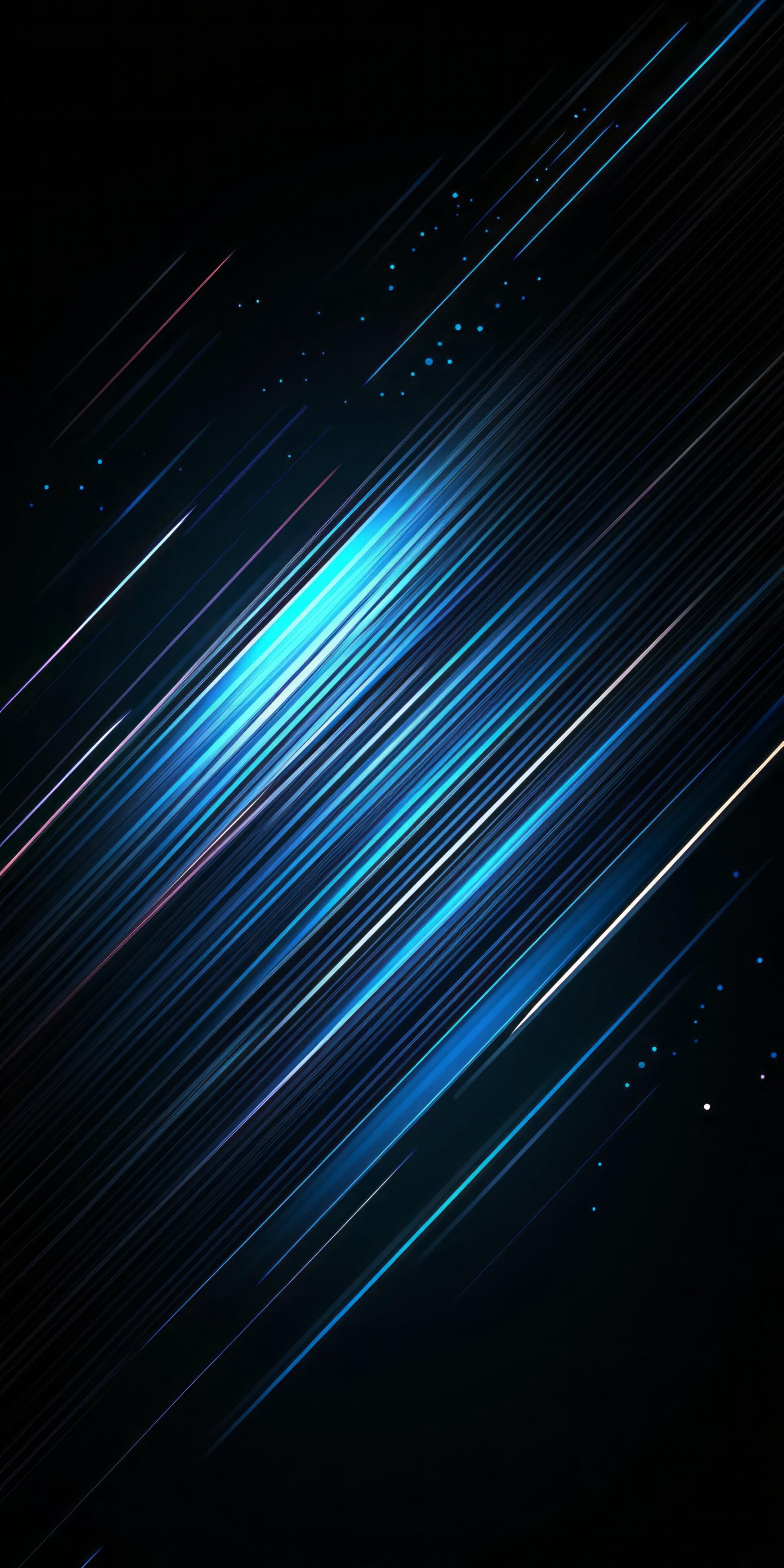 Abstract phone wallpaper featuring dynamic blue lines against a dark background, creating a sense of movement and depth. 