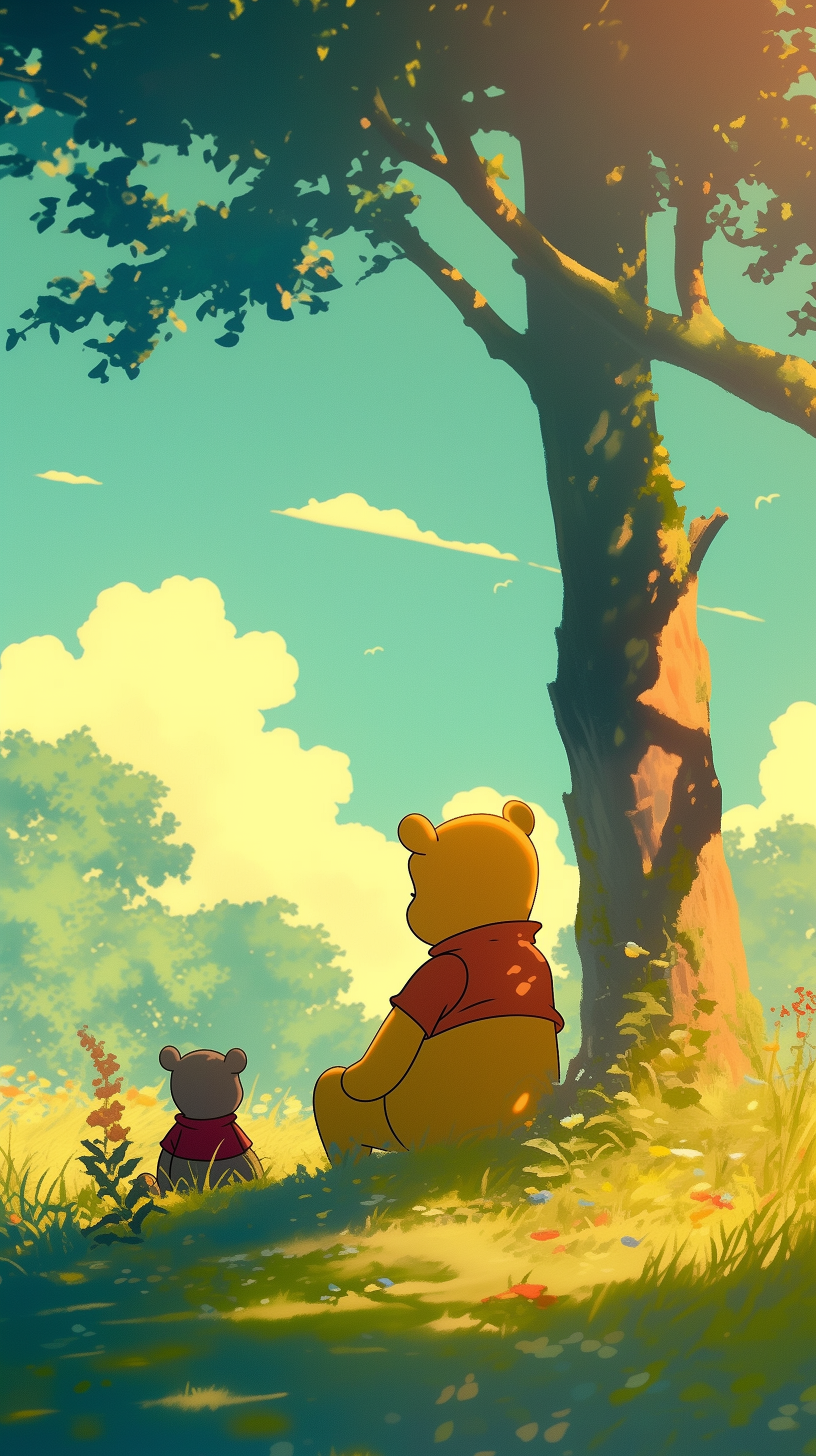 Whimsical Winnie the Pooh Phone Wallpaper by patrika