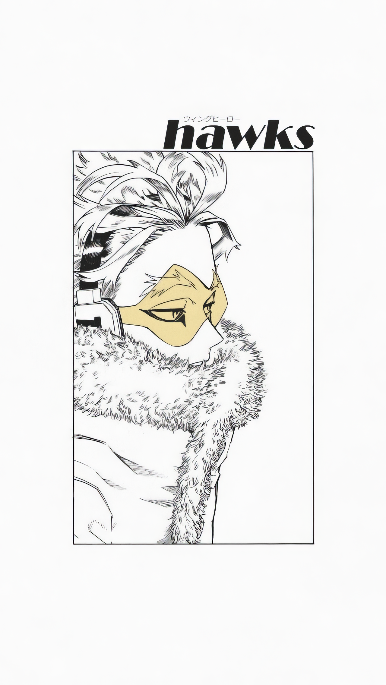 A stylized illustration of Hawks from My Hero Academia, featuring bold lines and a striking design. This anime-themed phone wallpaper is great for both iPhone and Android users.
