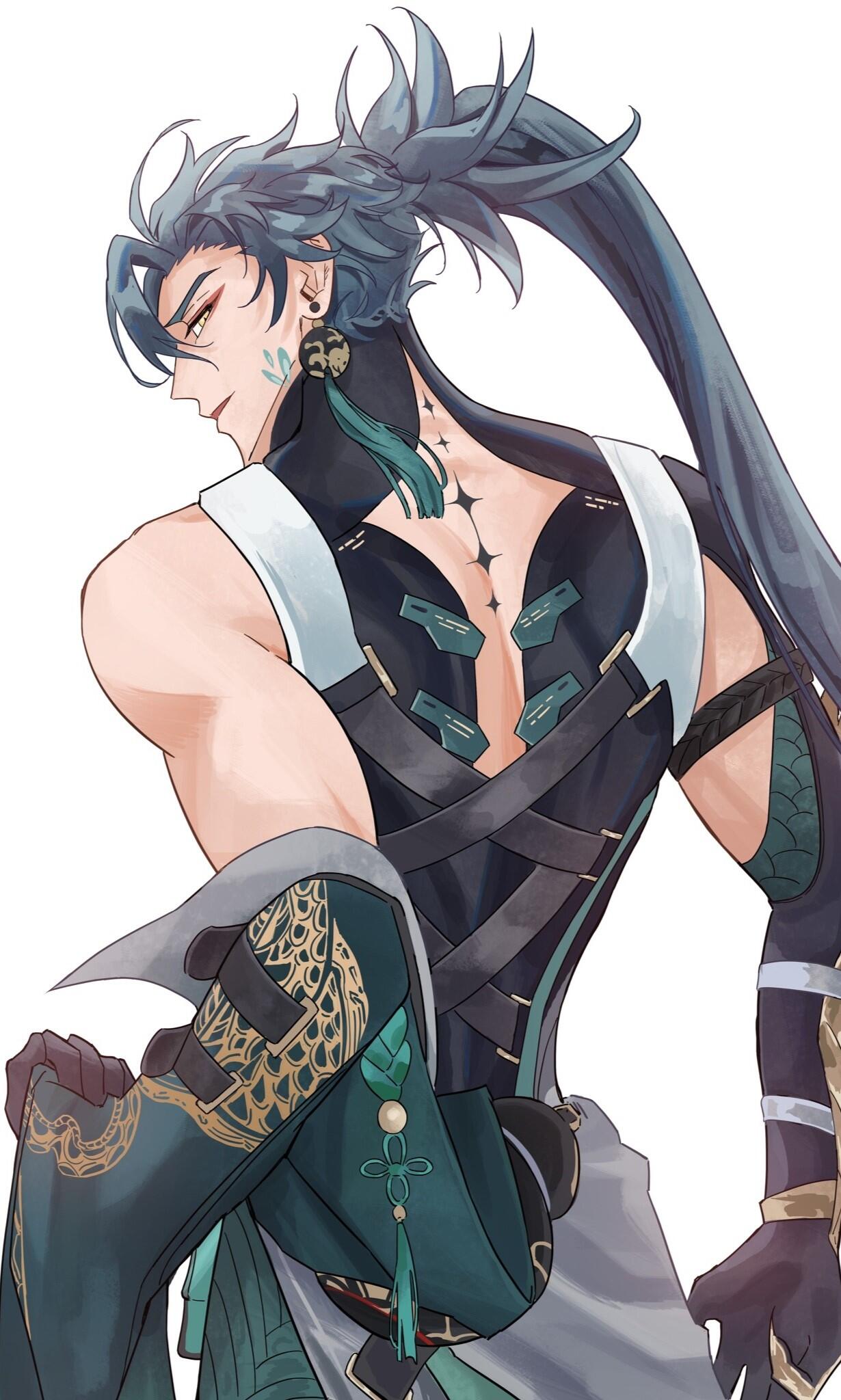 Phone wallpaper featuring Jiyan, an anime boy character from the video game Wuthering Waves, with dark hair and intricate clothing details.