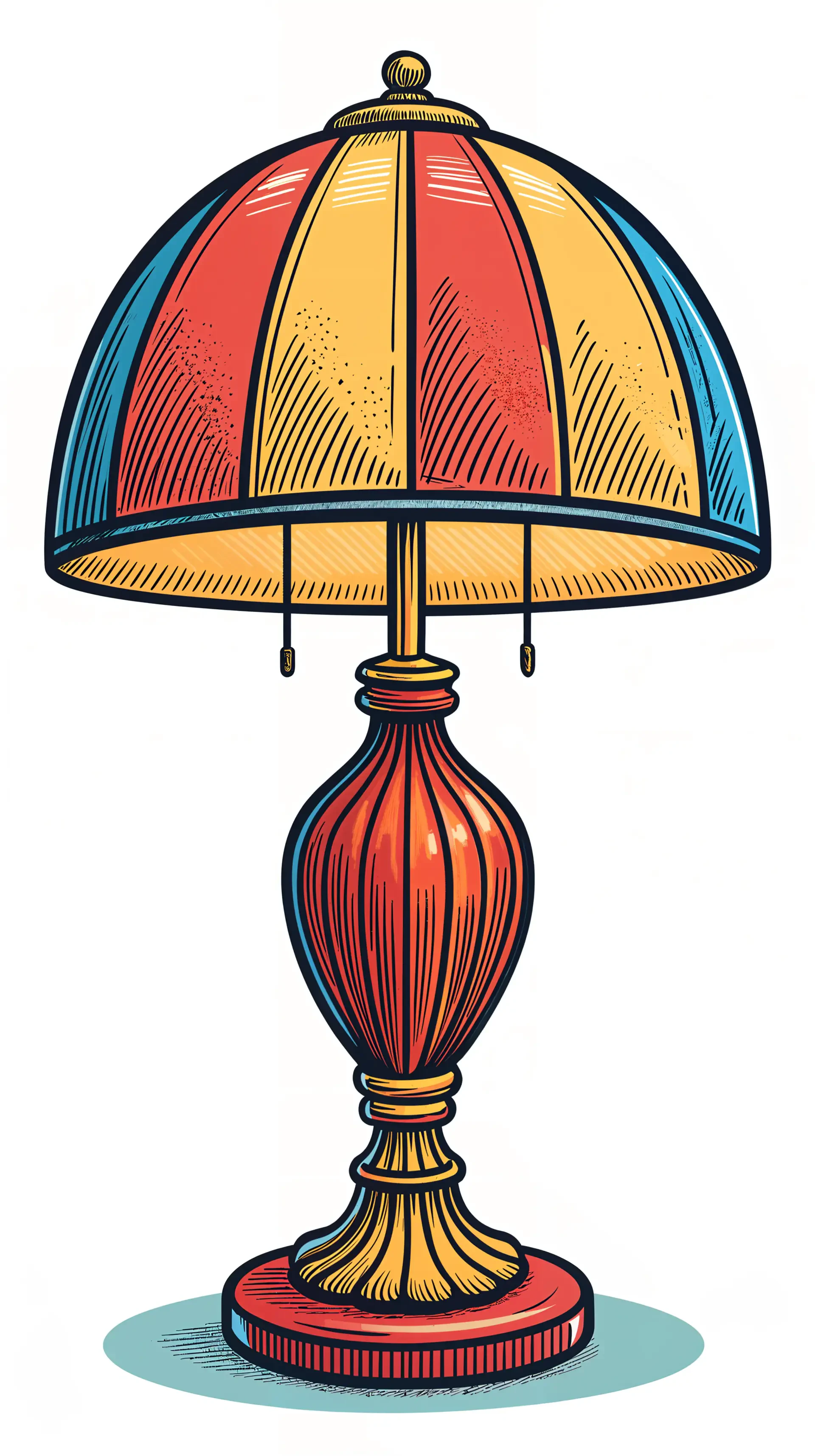 Colorful vintage table lamp illustration designed as a vibrant phone wallpaper, compatible with both iPhones and Android devices.