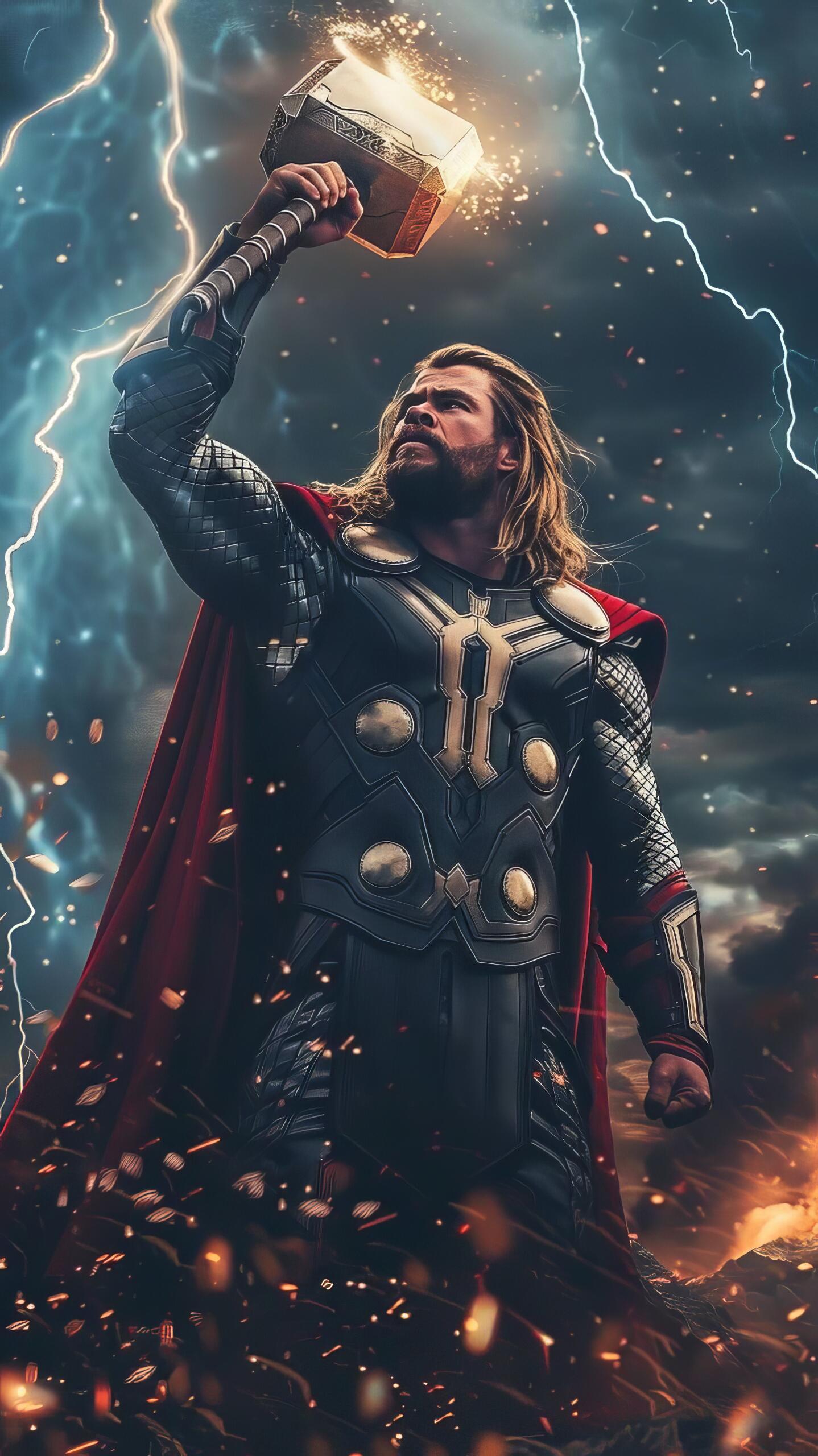 Thor’s Thunder: Chris Hemsworth’s Lightning Power Wallpaper