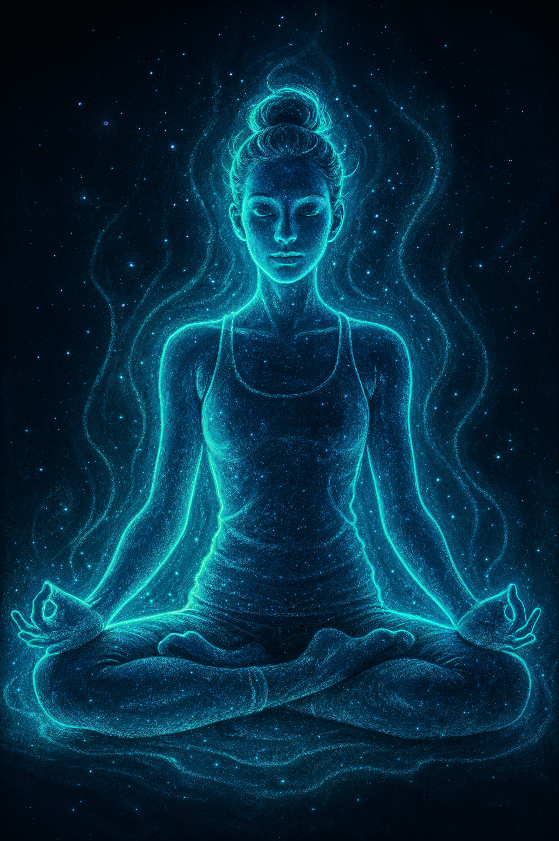 Download Yoga Meditation Woman Aura Neon Phone Wallpaper by QuantumCurator