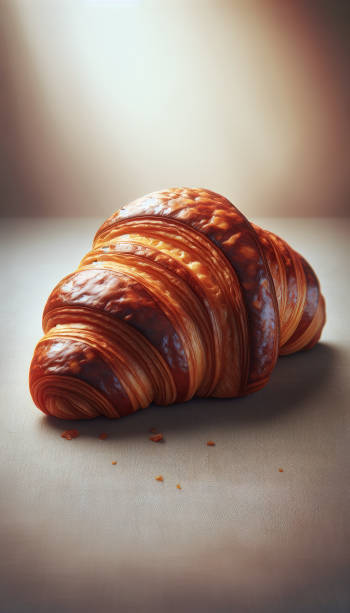 A close-up of a delicious, golden-brown croissant on a simple background, designed as a phone wallpaper to inspire a cozy, inviting atmosphere.