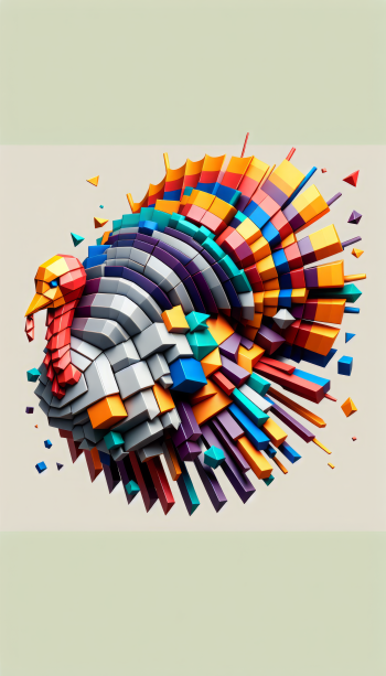 Abstract colorful geometric turkey design phone wallpaper.