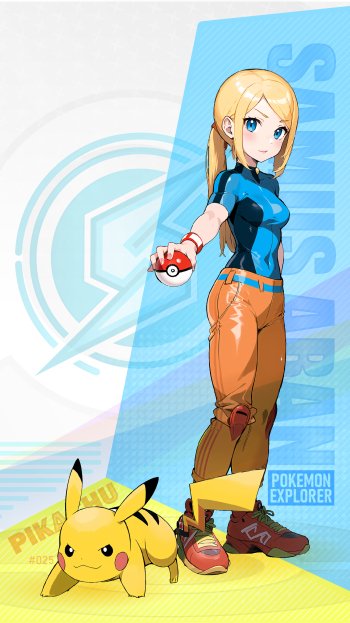 Pika Pikachu Samus Aran Metroid Pokémon Trainer Phone Wallpaper