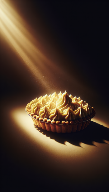 A beautifully lit banana cream pie with fluffy peaks, set against a dark background, creates a stunning phone wallpaper that highlights its deliciousness.