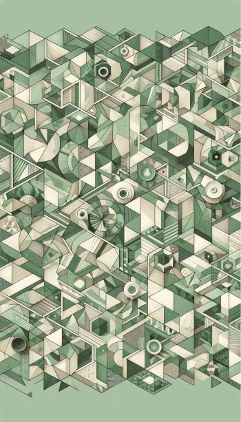Abstract green tea latte colored geometric pattern phone wallpaper.