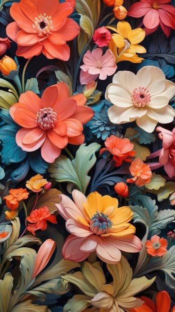 Colorful floral garden wallpaper for phone with vibrant blossoms and greenery.