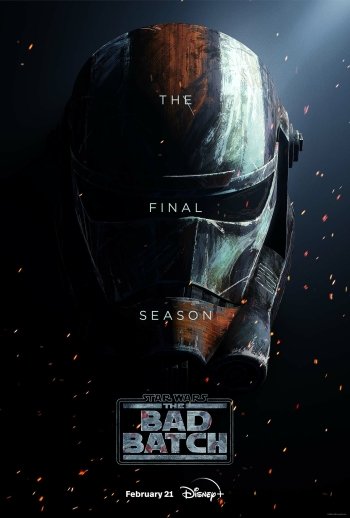 Star Wars: The Bad Batch Final Season promotional phone wallpaper featuring a helmet design against a dark space-themed background.