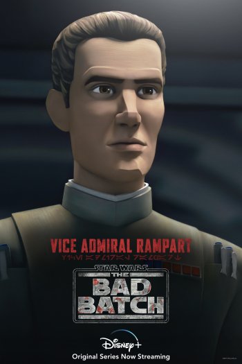 Star Wars: The Bad Batch Vice Admiral Rampart phone wallpaper featuring the character in a promotional image for the Disney+ original series.
