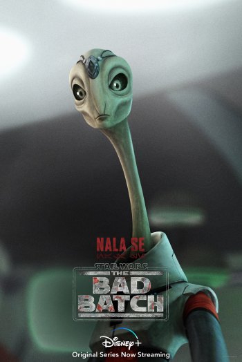 Star Wars: The Bad Batch TV show phone wallpaper featuring the character Nala Se with series logo and Disney+ streaming service tagline.