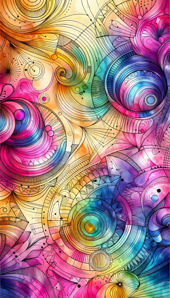 Colorful fluorescent abstract art phone wallpaper with vibrant swirling patterns.