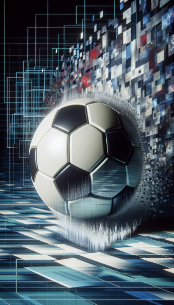 Abstract soccer ball wallpaper with digital pixel disintegration effect for mobile phone.
