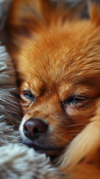 Close-up of a fluffy Pomeranian dog as a mobile wallpaper.