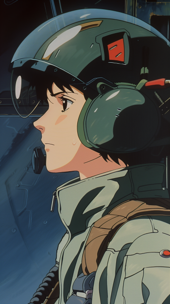 Anime character Shinji Ikari from Neon Genesis Evangelion wearing a pilot helmet, depicted in a phone wallpaper illustration.