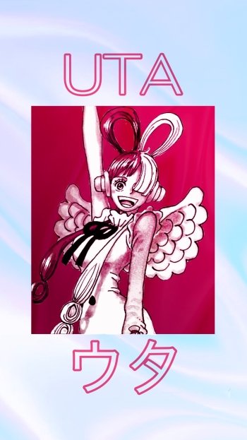 Colorful One Piece Uta anime character phone wallpaper with a vibrant blue and pink background.