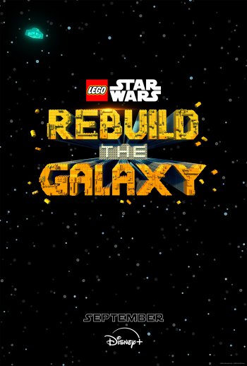 Phone wallpaper for LEGO Star Wars: Rebuild the Galaxy TV show, featuring title text with a starry background and Disney+ logo.