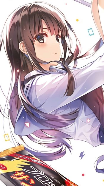 Phone wallpaper featuring Megumi Katō from the anime Saekano: How to Raise a Boring Girlfriend, designed for display on iPhone and Android devices.