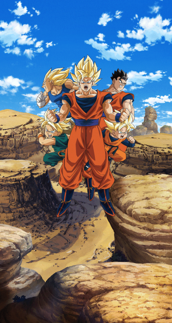 A dynamic phone wallpaper from Dragon Ball Z Dokkan Battle featuring a Super Saiyan character, capturing the intense spirit of the beloved video game series.
