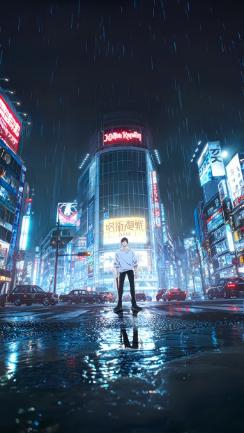 Anime-themed phone wallpaper featuring Toji Fushiguro from Jujutsu Kaisen, showcasing dynamic artwork and vibrant colors.