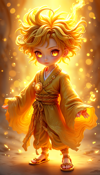 anime boy chibi fantasy magical glow Phone Wallpaper