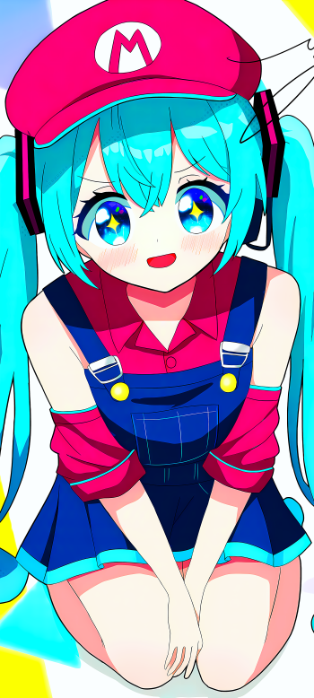 Hatsune Miku waifu Anime Super Mario Vocaloid Phone Wallpaper