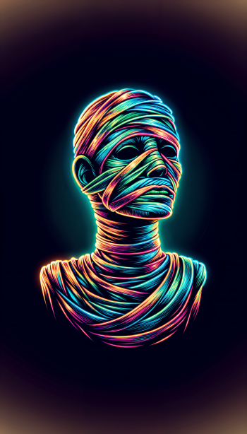 mummy neon illustration artistic halloween Phone Wallpaper