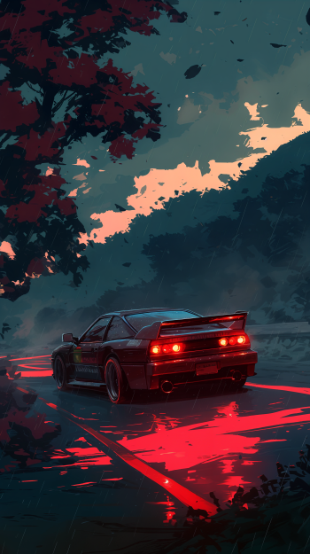 vehicle car night scenery Digital Art Phone Wallpaper