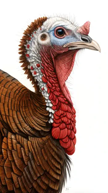A detailed illustration of a turkey, showcasing its colorful feathers and distinctive features, designed as an engaging phone wallpaper.