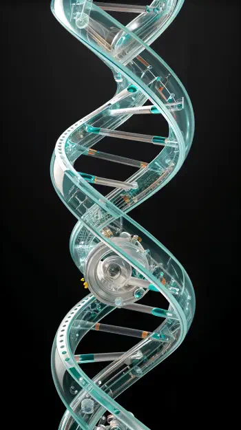 A stunning phone wallpaper featuring a detailed double helix design, showcasing its intricate structure against a sleek black background.