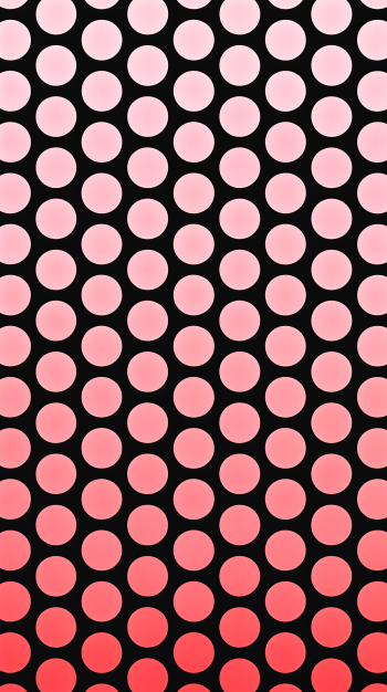 A vibrant phone wallpaper featuring a gradient of polka dots, transitioning from light pink to deep red against a black background, adding a lively touch to any device.