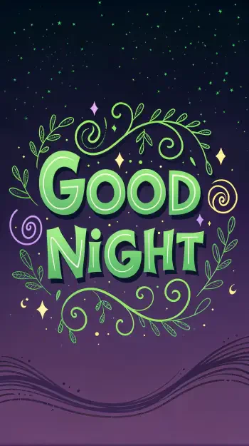 good night Night Sky Stars typography illustration Phone Wallpaper