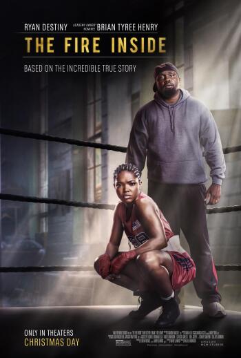 Phone wallpaper featuring Ryan Destiny in a boxing pose alongside Brian Tyree Henry. Inspired by the movie The Fire Inside, based on an incredible true story.