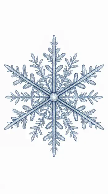 An intricately designed snowflake in shades of blue, featuring detailed branches and a symmetrical structure, makes a stunning phone wallpaper.