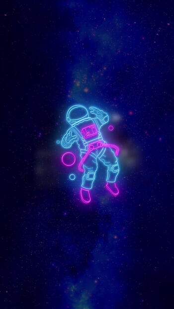 neon art space astronaut Sci Fi Phone Wallpaper