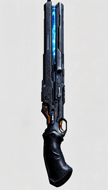 A sleek, futuristic weapon featuring intricate designs and a glowing blue element, designed as a striking phone wallpaper.