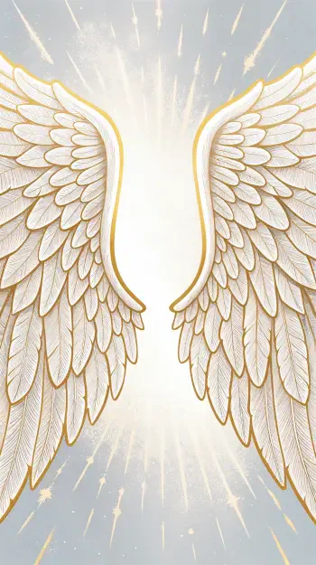 A serene phone wallpaper featuring intricately designed angel wings, radiating light against a soft background, evoking a sense of peace and inspiration.