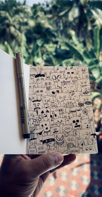 Cat & Dog Doodled Phone Wallpaper