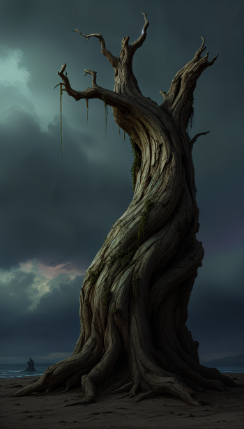 driftwood tree fantasy landscape dark Dark Fantasy fantasy landscape Phone Wallpaper