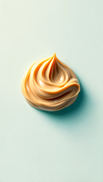 A smooth, swirled dollop of peanut butter sits on a light blue background, creating a visually appealing phone wallpaper that captures the essence of this delicious spread.